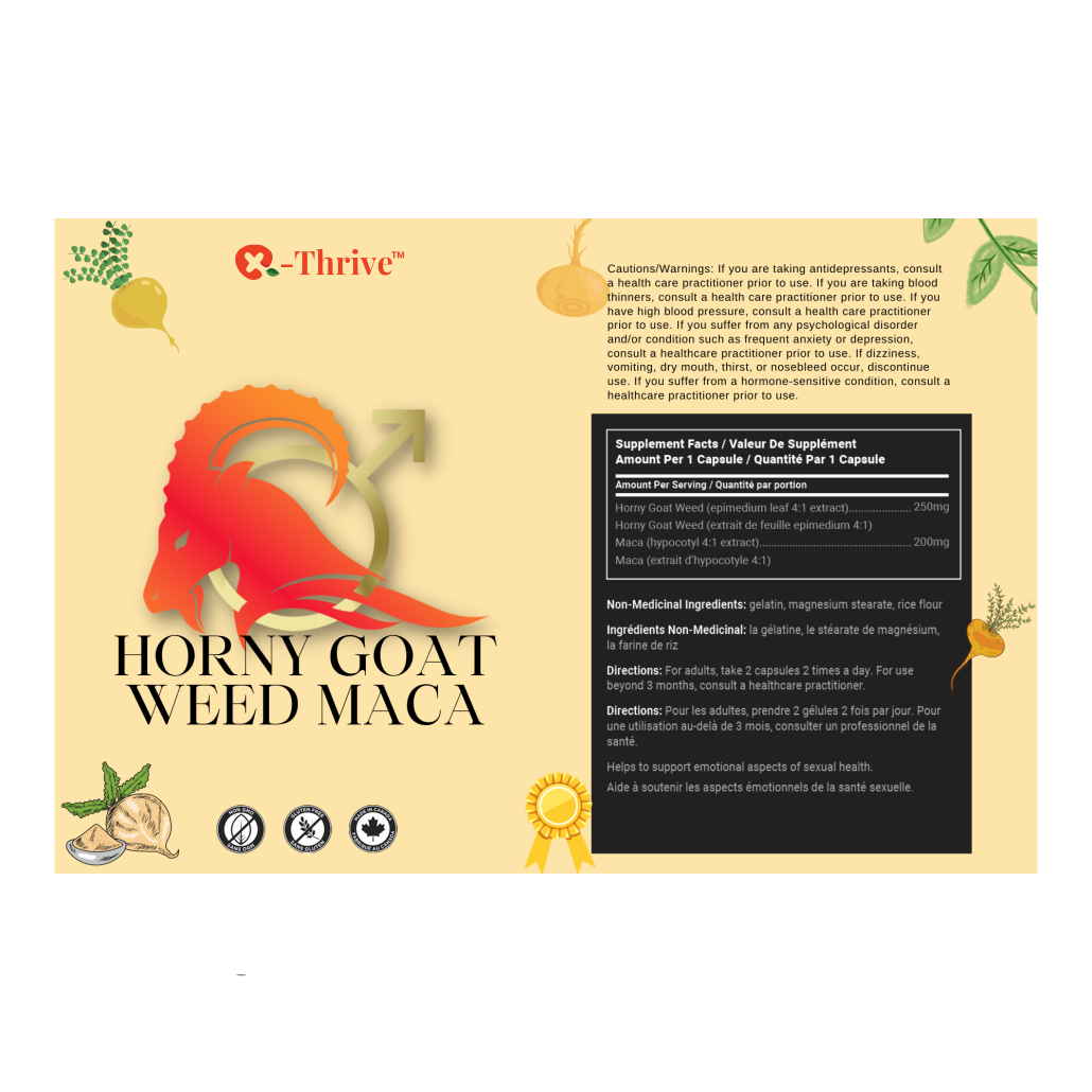 X-Thrive Horny Goat Weed Maca 450mg 60 tablets Health Supplement for Male Health, Sexual Health, Sexual Performance, Energy Levels, Prostate Health