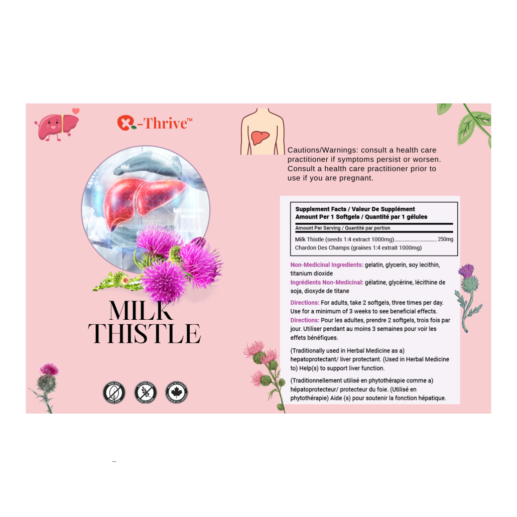 X-Thrive, Milk Thistle 1000mg 90 tablets Health Supplement for Liver Support, Liver Protectant, Gallbladder Health