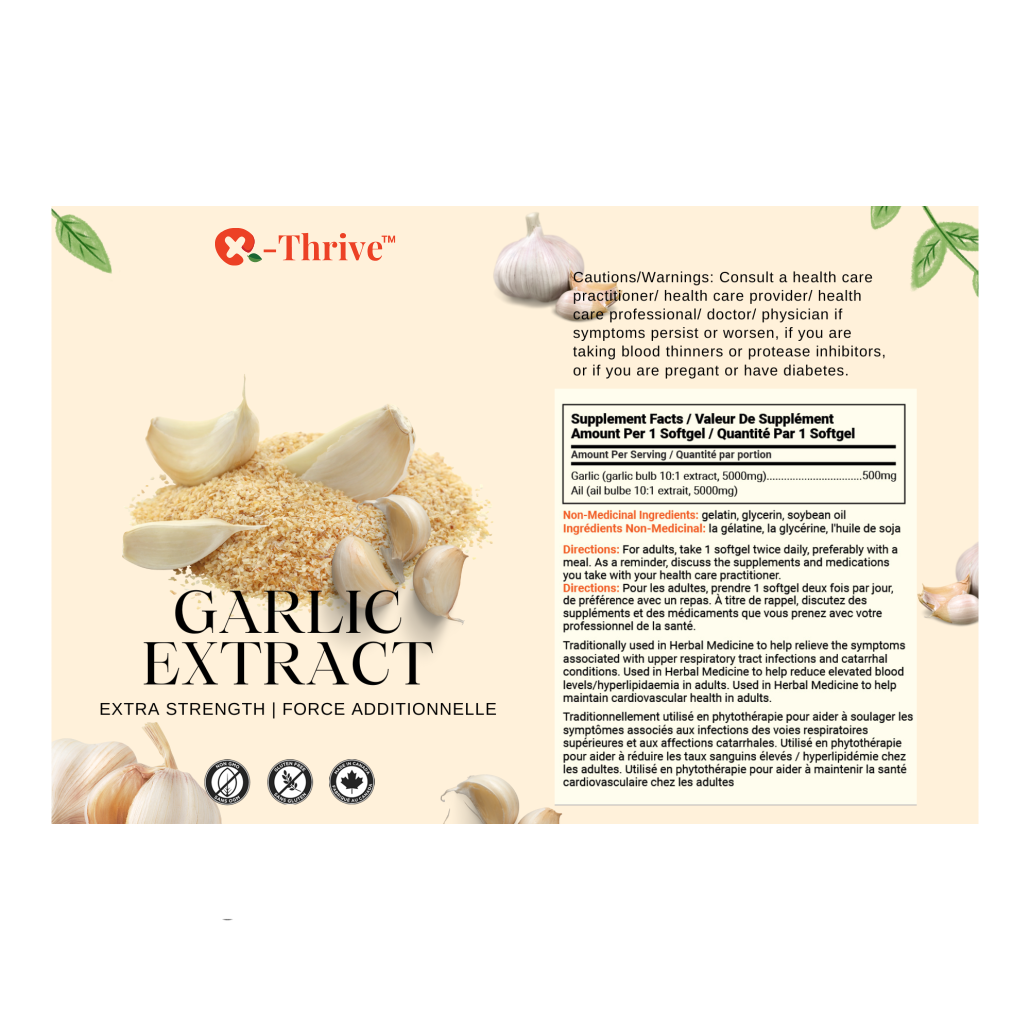 X-Thrive Garlic Extract 5000mg 200 tablets Supplement for Cardiovascular Health, Upper Respiratory Tract Infections, Blood Lipid Levels