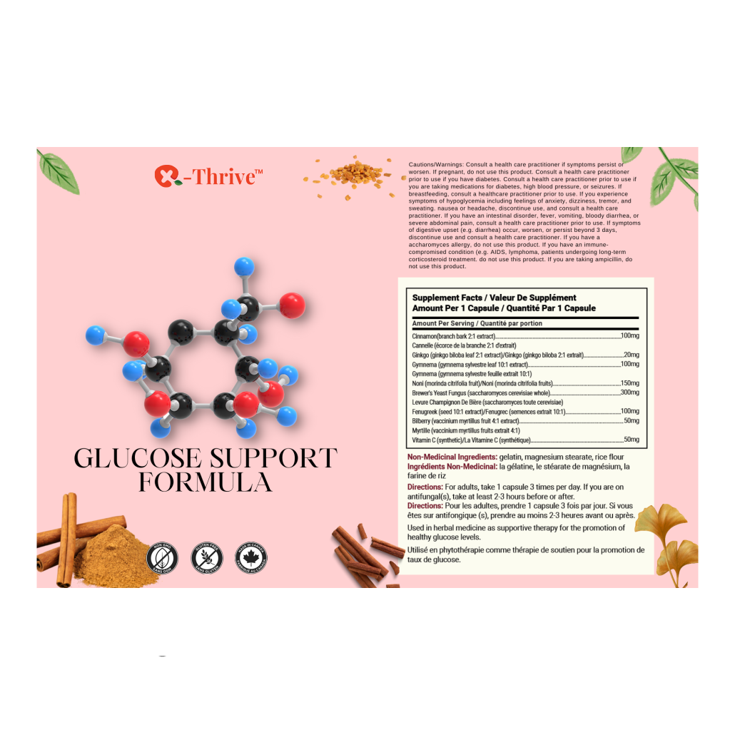 X-Thrive Glucose Support Formula 870mg 60 tablets Health Supplement for Blood Sugar Control, Carb Absorption, Blood Glucose Levels, Energy, Emotions, Health and Vitality