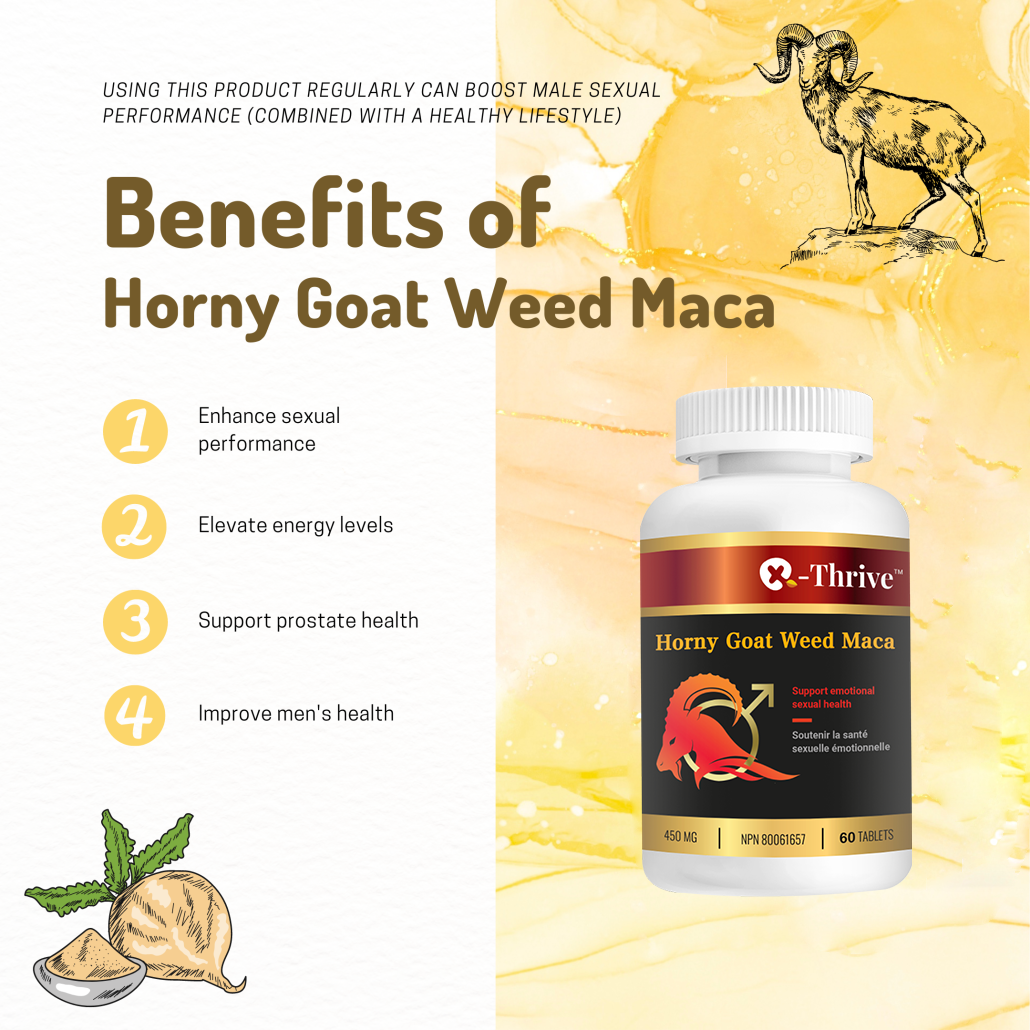 X-Thrive Horny Goat Weed Maca 450mg 60 tablets Health Supplement for Male Health, Sexual Health, Sexual Performance, Energy Levels, Prostate Health