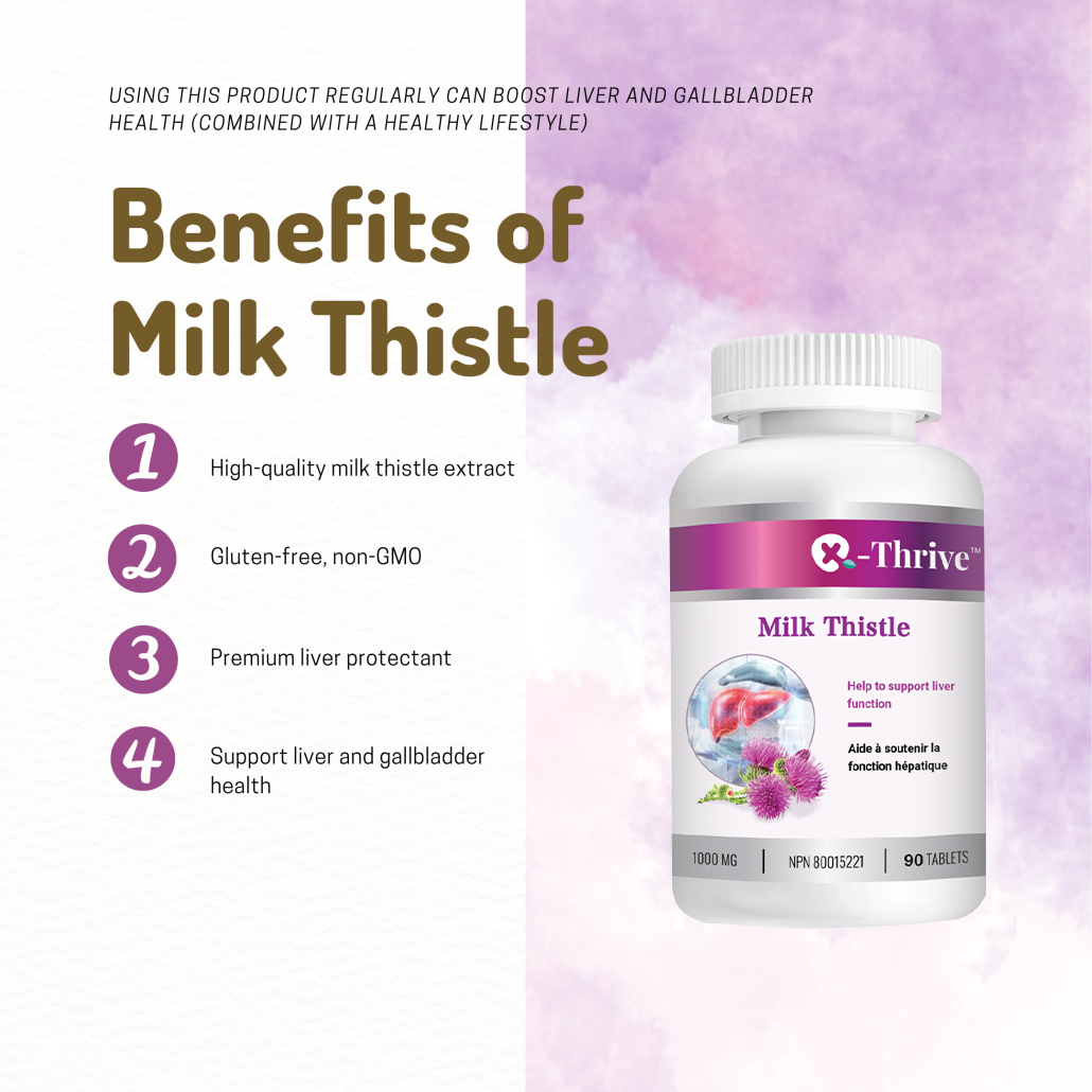 X-Thrive, Milk Thistle 1000mg 90 tablets Health Supplement for Liver Support, Liver Protectant, Gallbladder Health