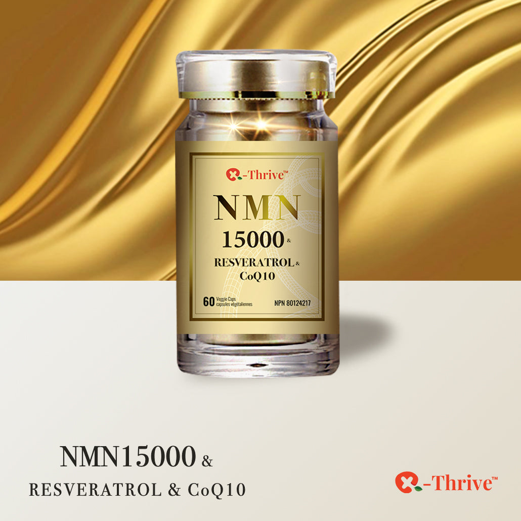 X-Thrive NMN15000 & Resveratrol & CoQ10 Nicotinamide Mononucleotide 99% Purity for Improved Metabolic Function, Cardiovascular Health, Enhanced Cognitive Function