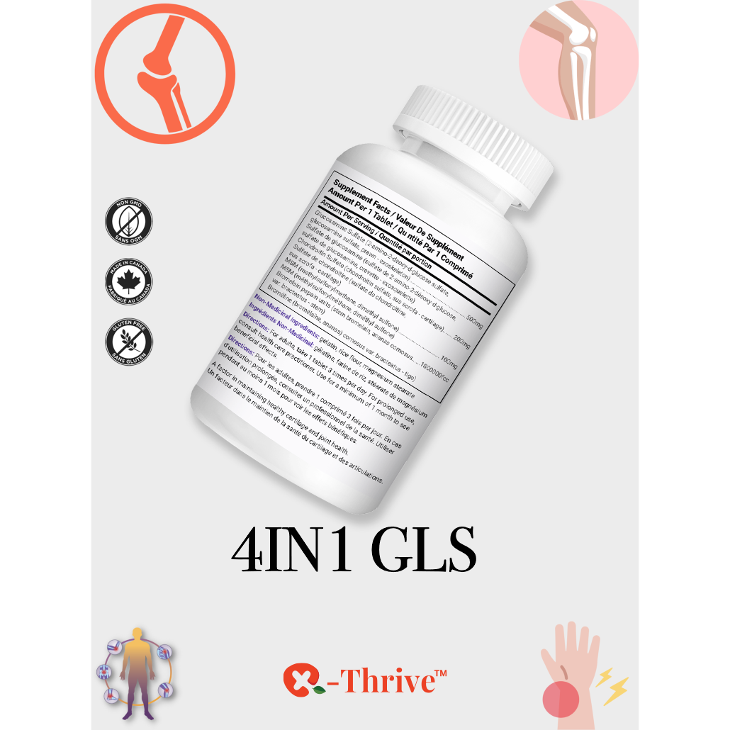X-Thrive 4-in-1 GLS 875mg 150 tablets Health Supplement for Joint Pain Relief, Osteoarthritis Conditions, Bone Health, Cartilages, Arthrosis, Natural Bone Support