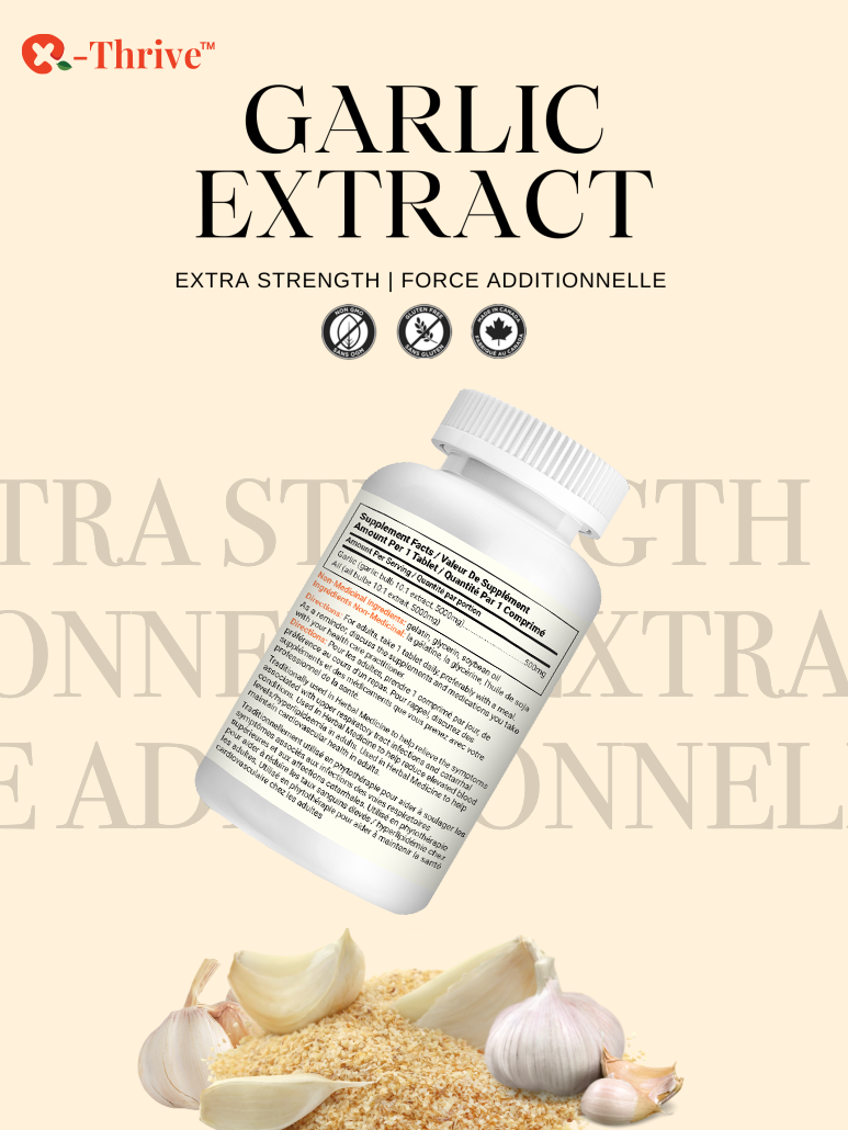 X-Thrive Garlic Extract 5000mg 200 tablets Supplement for Cardiovascular Health, Upper Respiratory Tract Infections, Blood Lipid Levels